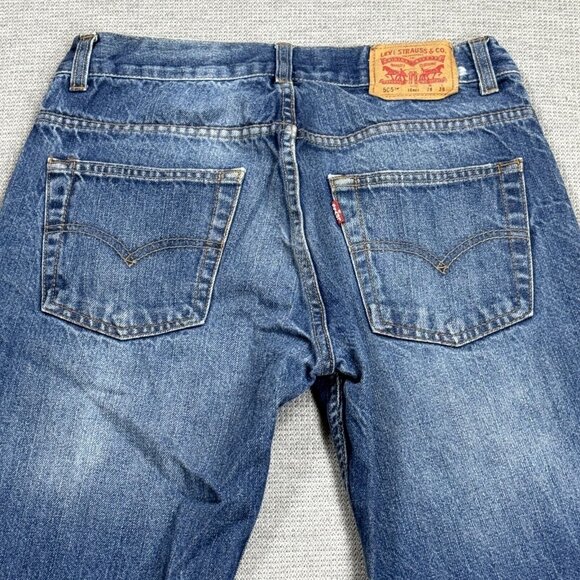 Levis Mens Blue 505 Regular Fit Straight Jeans Low Rise Teen Size 16 Reg 28X28 - Picture 4 of 12